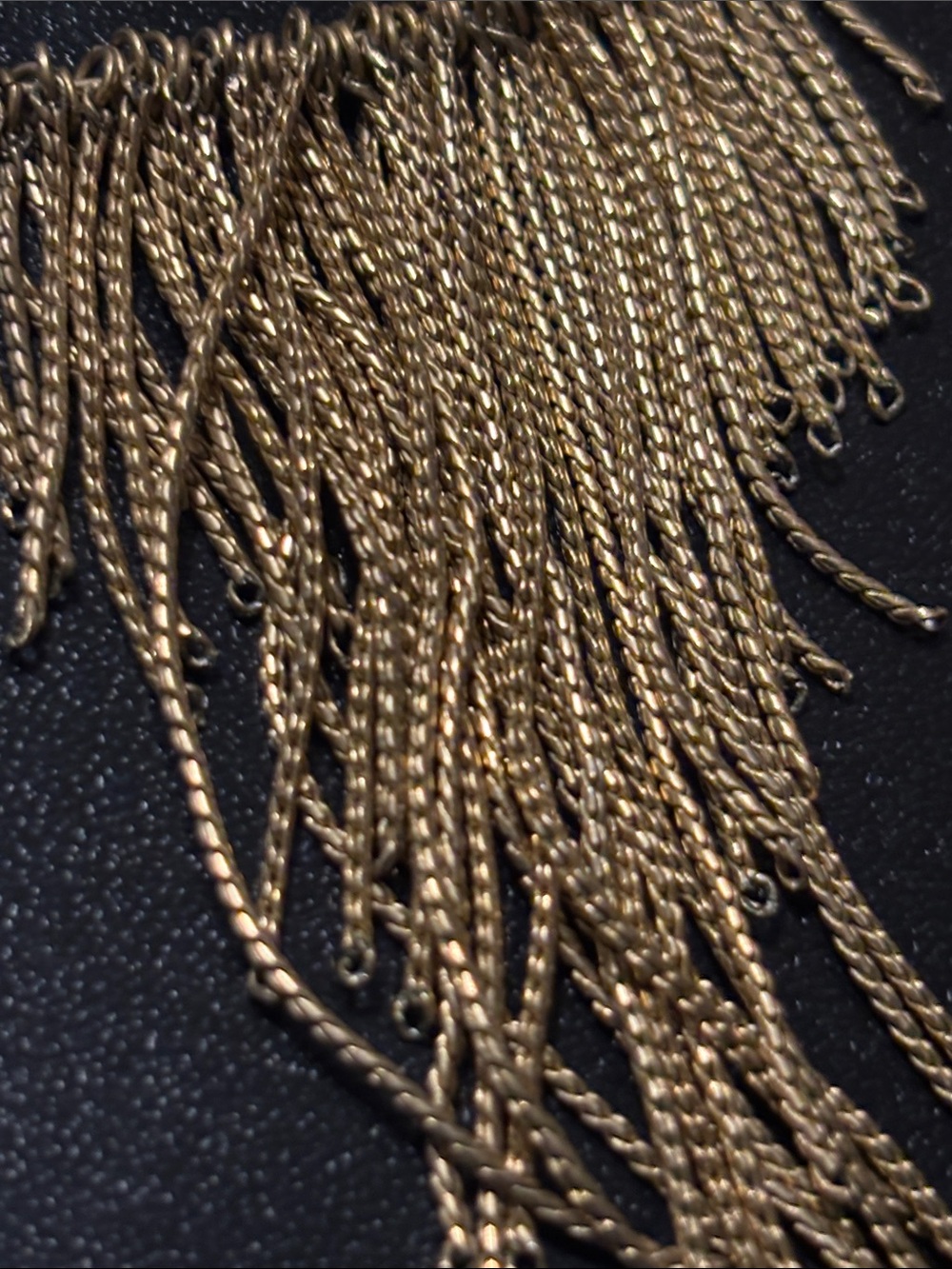 Gold Fringe Collar Necklace - Flapper, Egyptian Style - Picture 11 of 11